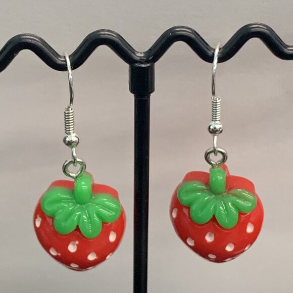 Strawberry Earring, Fruit Earring, Funny Food Earring, Berry Earring, Gift … - Picture 2 of 4